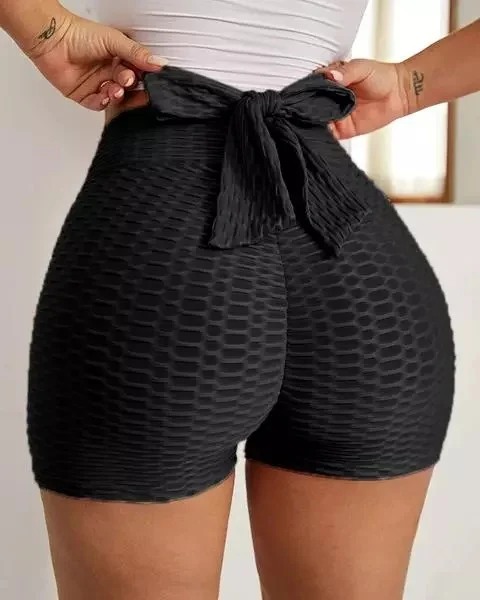 Bow Tie Textured Butt Lifting Sports Shorts