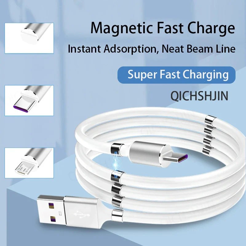 New High Quality Magnetic Self Winding Charging Cable