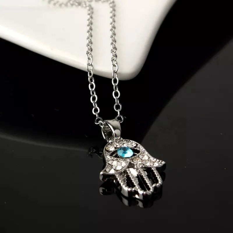 Crystal Hand Of Hamsa Necklace