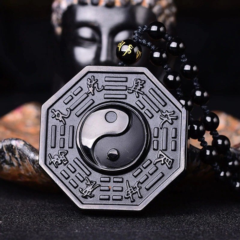 Obsidian Yin Yang Pendant