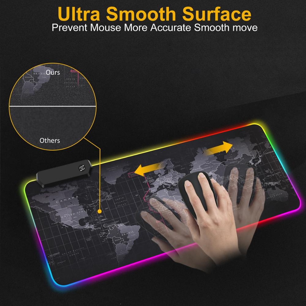 Premium XL Extended LED Mouse Pad - World Map