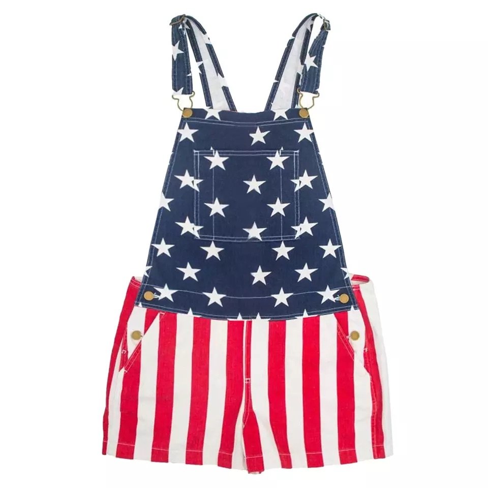 American Flag Unisex Overalls Shorts