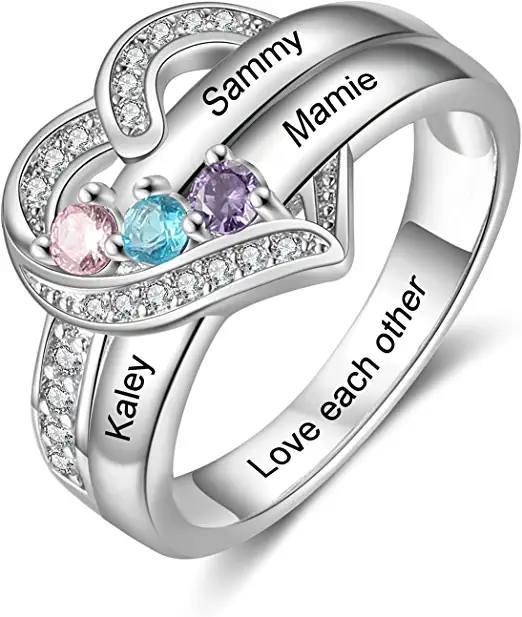 NAMES&BIRTHSTONES HEART RING