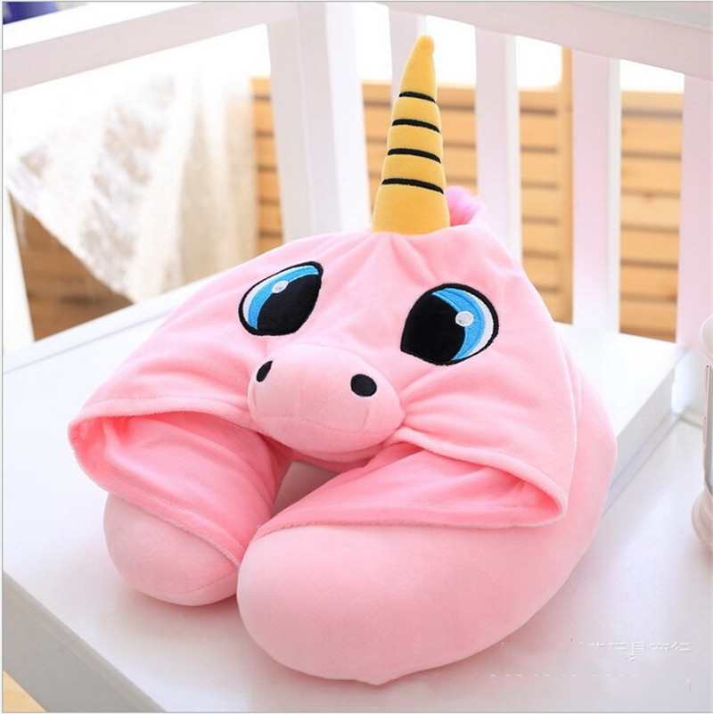 HOODED UNICORN TRAVEL PILLOW