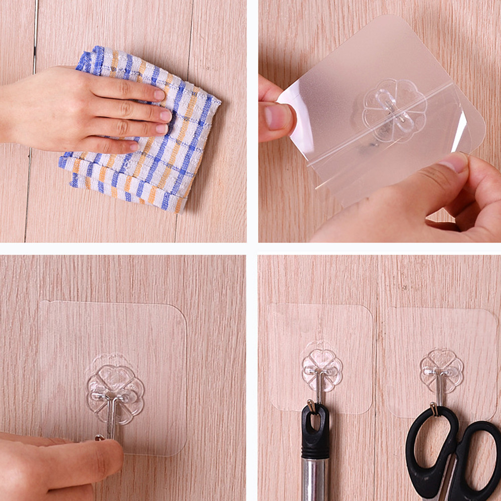 (8 Pack) Transparent Super Suction Wall Hooks