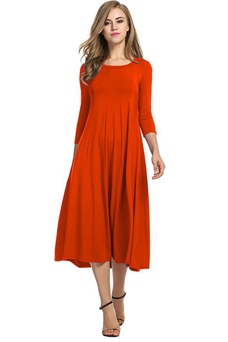 Solid color swing dress