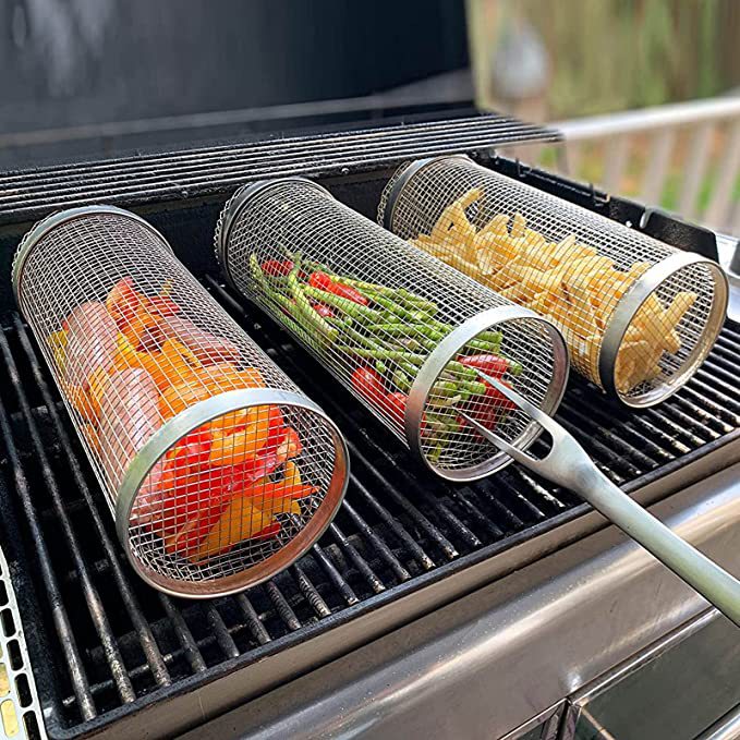 Cylindrical barbecue cage
