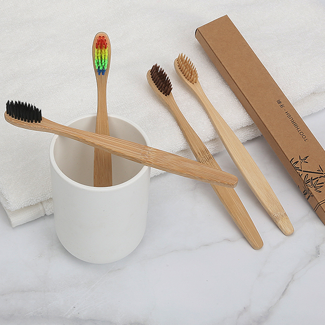 Toothbrush with bamboo handle