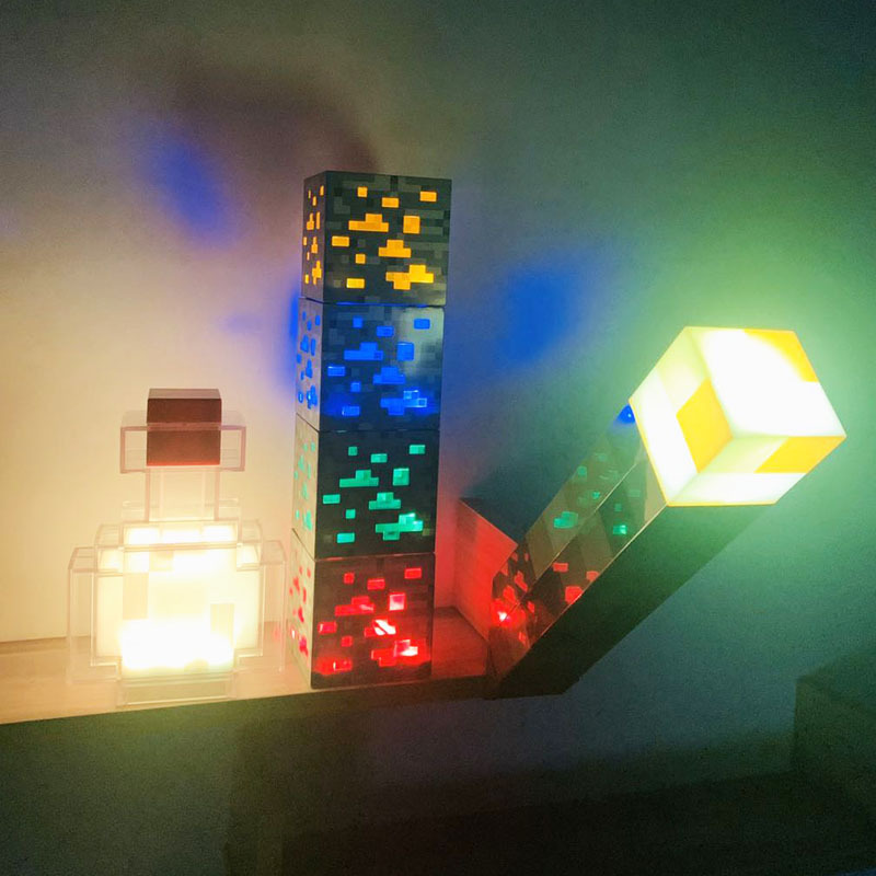 Minecraft peripheral diamond ore lamp color changing potion bottle torch torch model gift night light