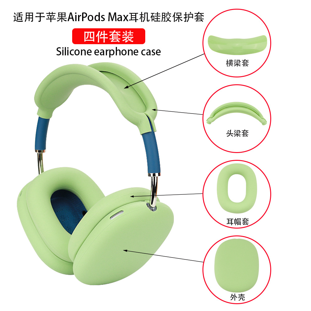 Suitable for Apple AirPods Max headphone protective cover, headband cover, ear cap cover, silicone transparent TPU shell