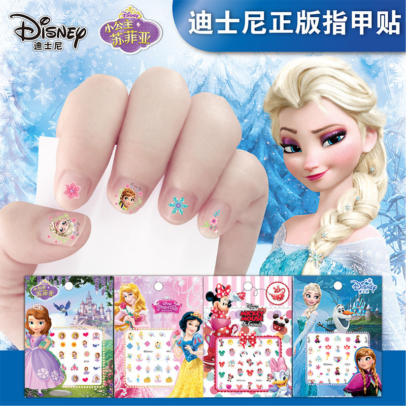 3D Glow-in-the-Dark Princess Frozen Cartoon Nail Stickers Children’s Stickers Girls Cute Nail Art Decals