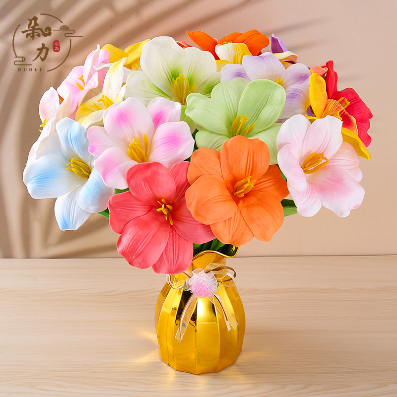 High quality simulated brownie open tulip PU feel living room ornaments home decoration floral European style large flower