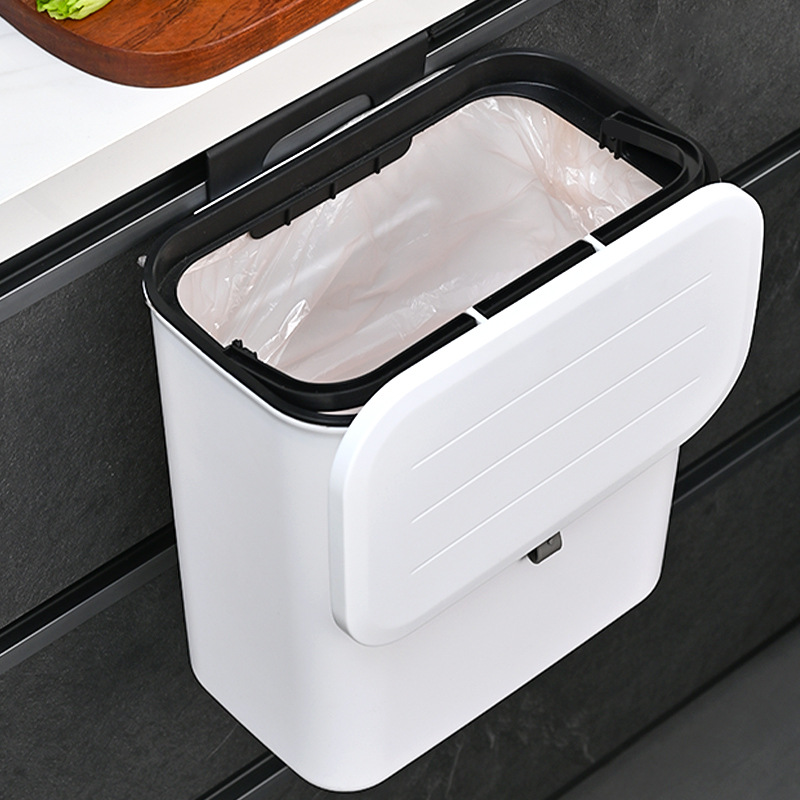 Wall-mounted trash can household high-value plastic toilet with lid large hanging office kitchen trash can