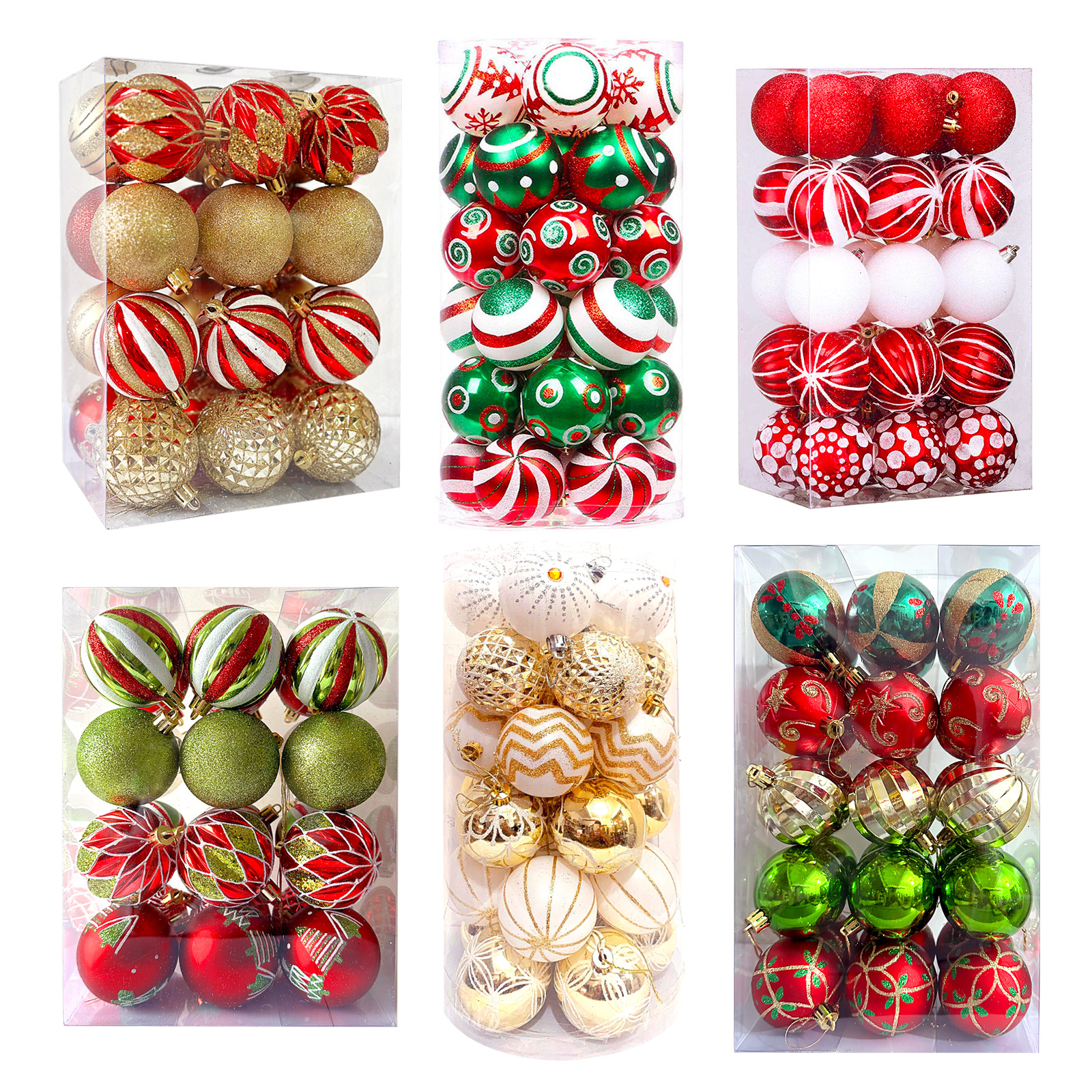 Amazon Christmas decoration supplies 6cm special-shaped electroplated plastic balls painted Christmas ball set round ball pendant