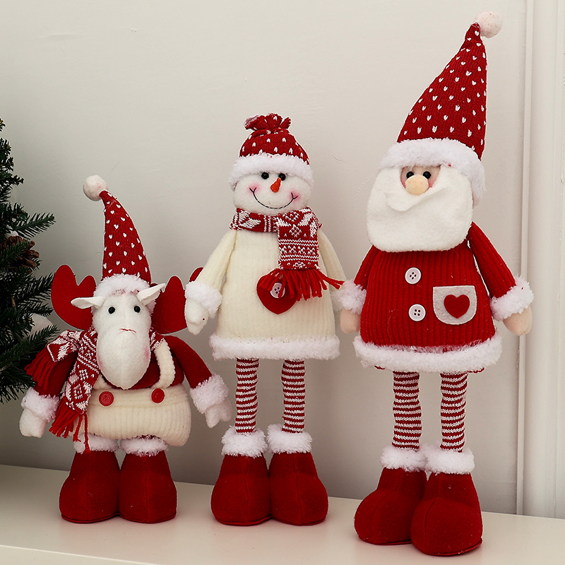 Christmas celebration cute doll old man snowman creative doll desktop fabric retractable standing ornaments decoration