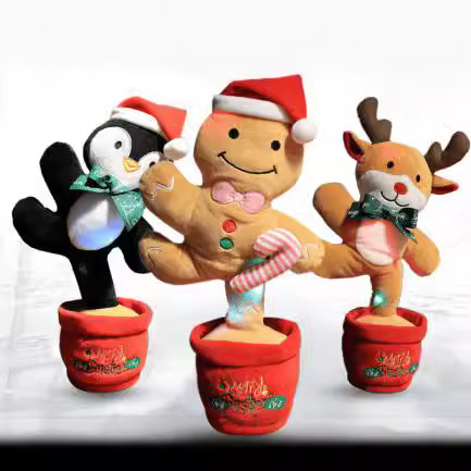 Dancing and twisting plush toy can sing and record penguin Christmas tree elk gingerbread man Christmas gift