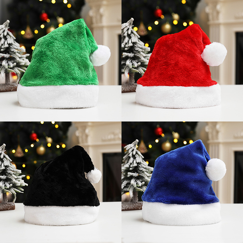 Short plush Christmas hat adult hat red green pink blue black grey purple customizable LOGO embroidery