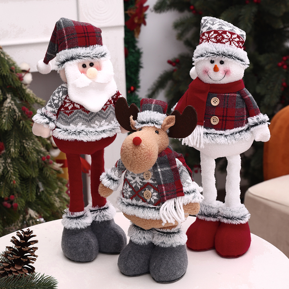 New Christmas red series telescopic doll window props decoration accessories matching supplies