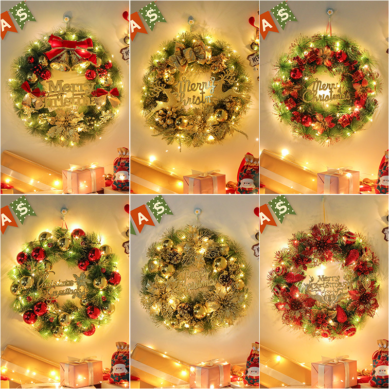 Christmas decorations wreath pine needle wreath window decoration door hanging rattan hotel decoration Christmas wreath wholesale