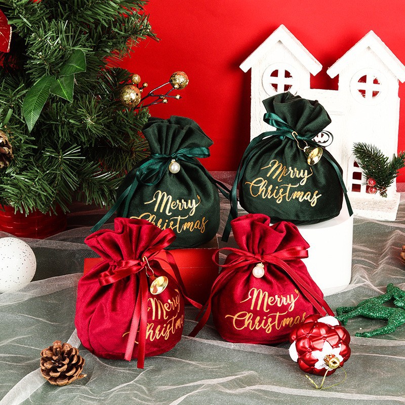 Creative Christmas gift Christmas apple velvet bag Christmas Eve drawstring packaging gift box Christmas tote bag