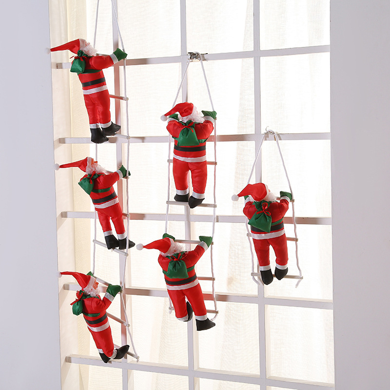 Cross-border Christmas pendants window ladder Santa Claus decoration Christmas dolls climbing ladder holiday party props