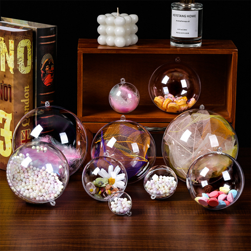 Cross-border hot-selling plastic balls Christmas balls Acrylic hollow balls Holiday decoration balls PS hanging balls Ornaments transparent balls