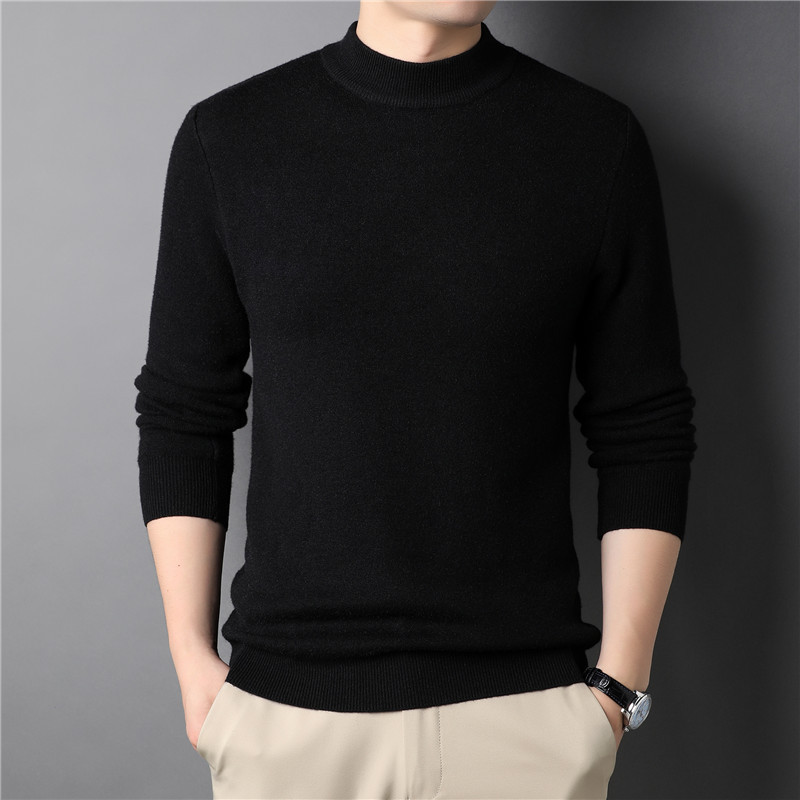 Solid color half turtleneck men's slim sweater young men's bottoming sweater men's clothing