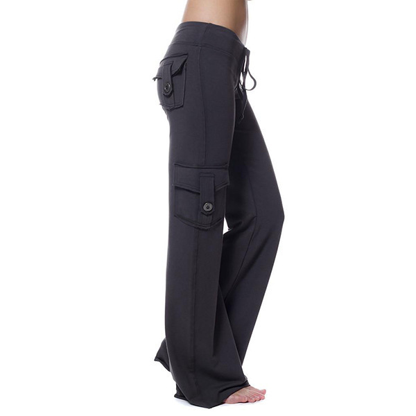 European and American cross-border aliexpress ebay elastic waist button pocket yoga pants