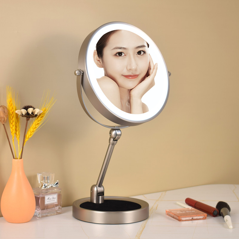 New folding makeup mirror desktop magnifying desktop double-sided LED light with smart fill light dressing mirror touch switch