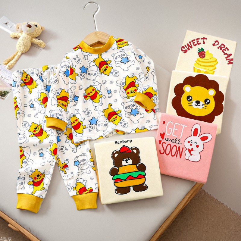 Children's underwear set pure cotton boy autumn clothes autumn pants baby clothes warm girl home clothes autumn clothes children's clothes